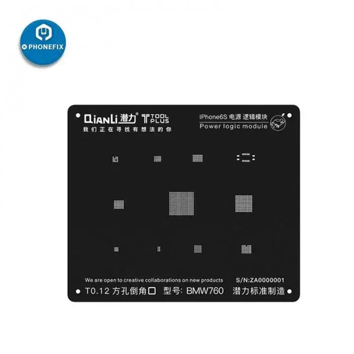 Pochoir de reballage BGA 3D pour processeur QianLi IBlack pour iPhone X, 8, 7, 6S, 6, 5S utilisé pour des réparations de reballage précises par PHONEFIX.