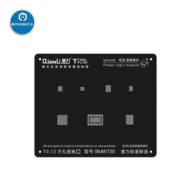 Pochoir de reballage BGA 3D QianLi IBlack pour iPhone X, 8, 7, 6S, 6, 5S, utilisé pour une réparation précise par reballage BGA.