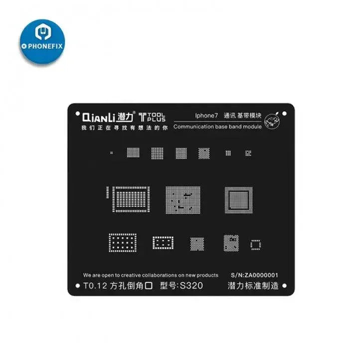 Pochoir de reballage BGA 3D pour processeur Qianli iBlack pour iPhone 5S, 6, 6S, 7, 8 et X, utilisé pour la réparation et le reballage précis des puces.