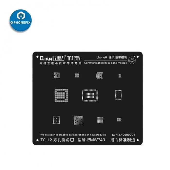 Pochoir de reballage BGA 3D pour processeur Qianli iBlack pour iPhone 5S, 6, 6S, 7, 8 et X, utilisé pour une réparation et un reballage précis.