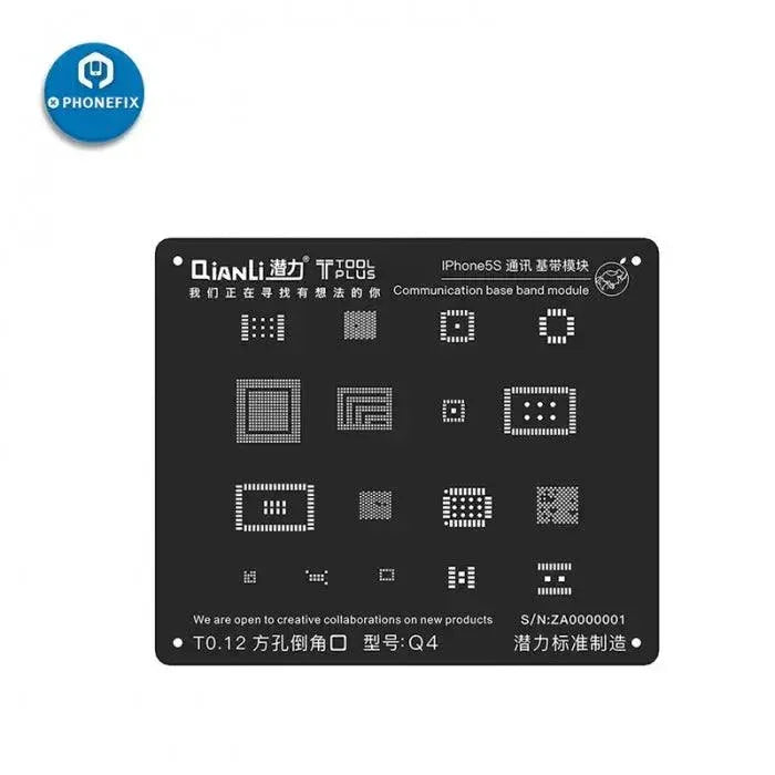 Pochoir de reballage BGA 3D pour processeur Qianli iBlack pour iPhone 5S, 6, 6S, 7, 8 et X, utilisé pour la réparation et le reballage précis des puces.