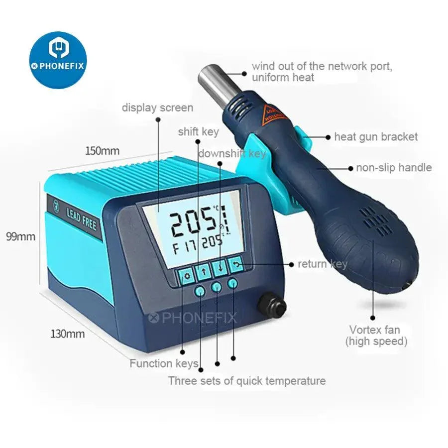 PHONEFIX BGA Rework Station BK880 hot air gun for lead-free desoldering and rework, ideal for BGA component repair and soldering.