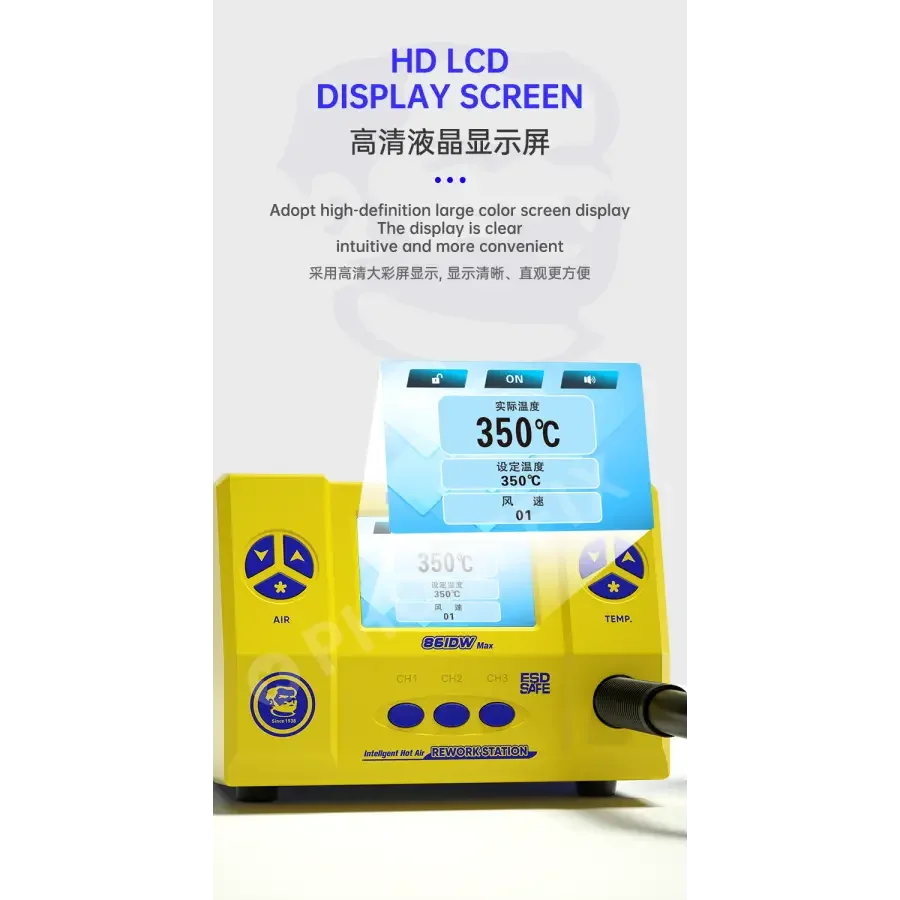 PhoneFix Mechanic 861DW Max 1000W BGA Rework Station with intelligent hot air for electronics repair, 110V power supply.