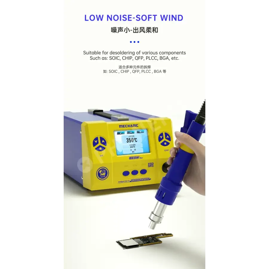 PhoneFix Mechanic 861DW BGA Rework Station with 1000W hot air for precise electronic component rework and soldering.