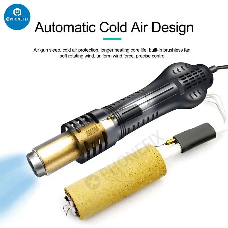 Phonefix QUICK 8586D+ BGA rework station with 2-in-1 hot air gun and lead-free soldering station for electronic repair.