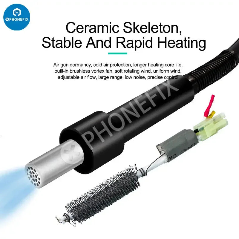 PhoneFIX Quick 859D+ BGA Rework Station with hot air gun for desoldering and reworking BGA components.