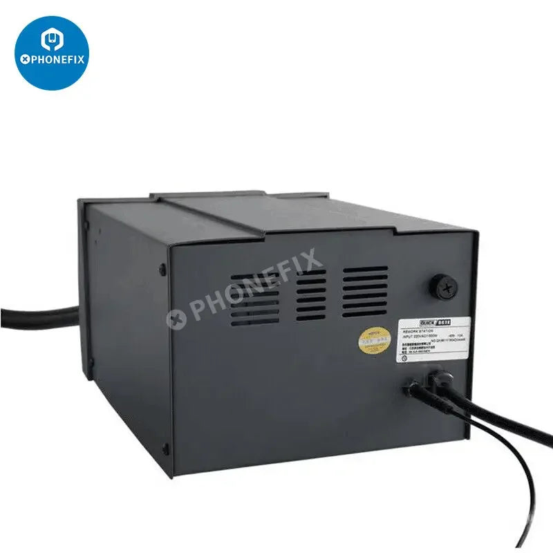 Station de retouche BGA Quick 861X 1300W à air chaud de PHONEFIX avec commandes numériques et buse pour la réparation électronique.