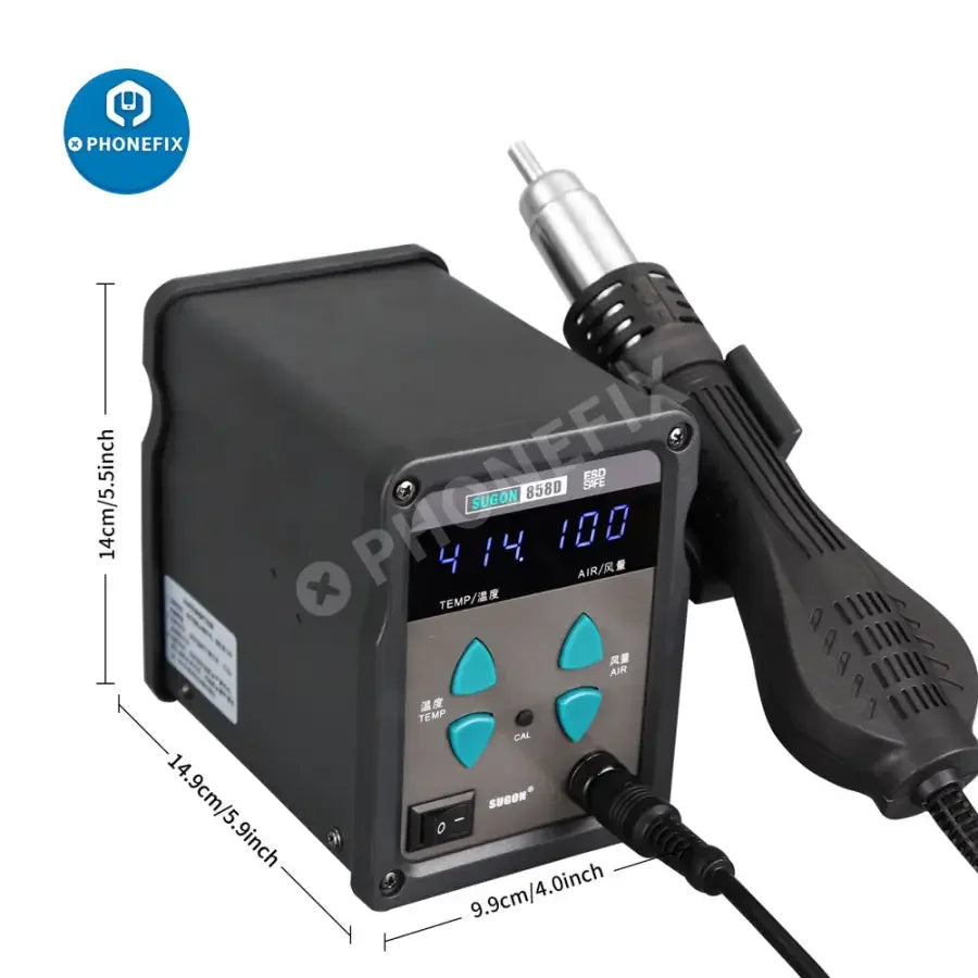 Phonefix SUGON 858D BGA Rework Station with hot air gun for welding and soldering BGA components, 110V model.