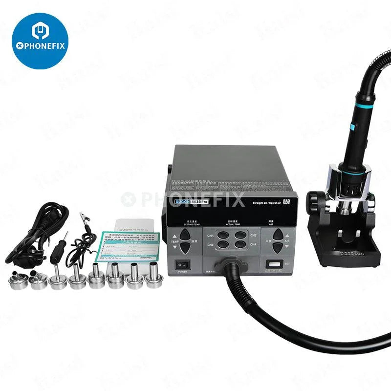 Sugon 8630Pro intelligent hot air gun BGA rework station by PHONEFIX with digital controls and adjustable air flow.