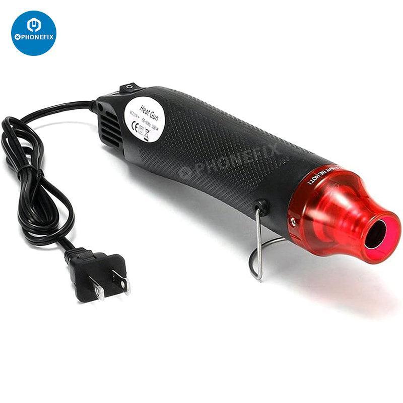 Sumi Mini Hot Air Heat Gun BGA Rework Station for PCB soldering and DIY repairs, by PHONEFIX, shown in use on electronic circuit boards.