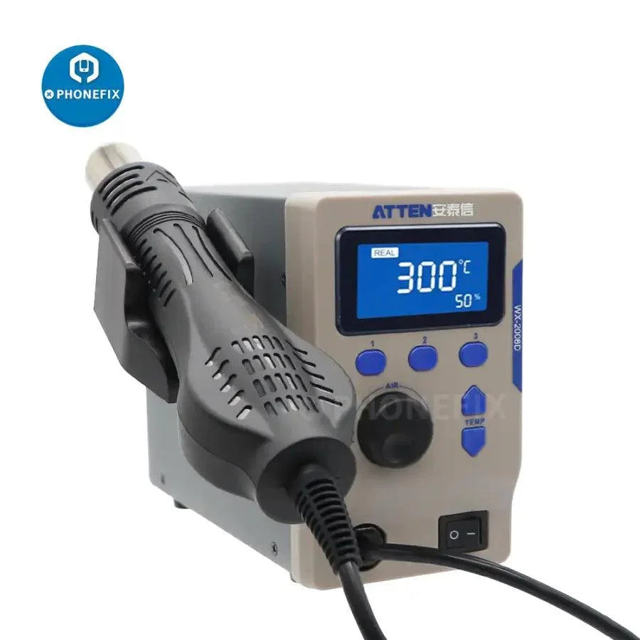 ATTEN WX-2008D intelligent hot air gun BGA rework station by PHONEFIX, with digital controls and display for precise soldering.
