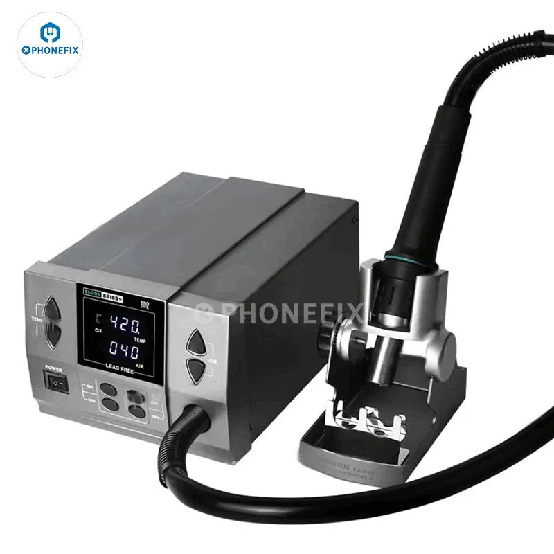 PHONEFIX SUGON 8610D+ 1000W digital heat gun and BGA rework station with digital display for electronics repair.