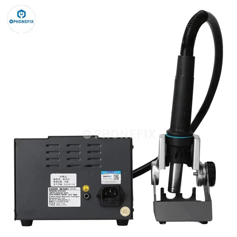 PhoneFix SUGON 8610D+ BGA Rework Station with 1000W digital display heat gun for desoldering and reworking electronic components.