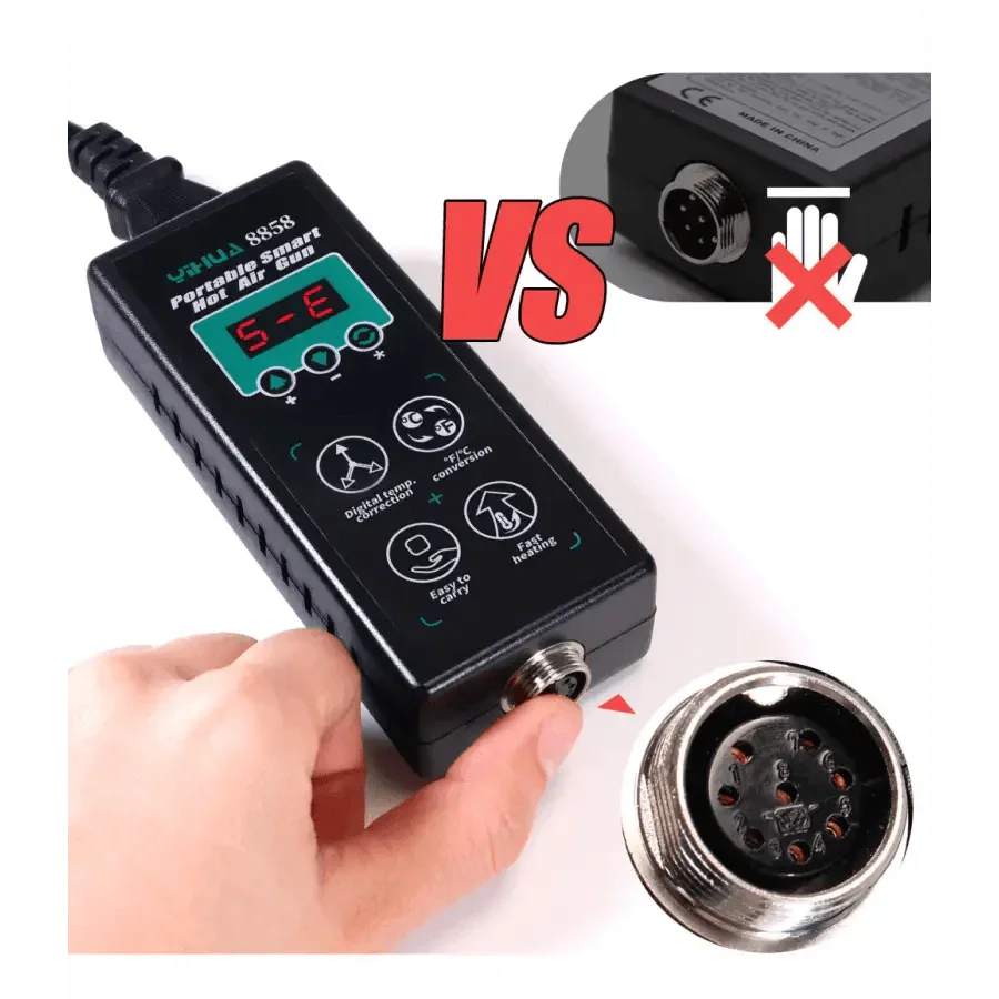 YIHUA 8858 BGA Rework Station by PHONEFIX with portable hot air gun for soldering and rework tasks.