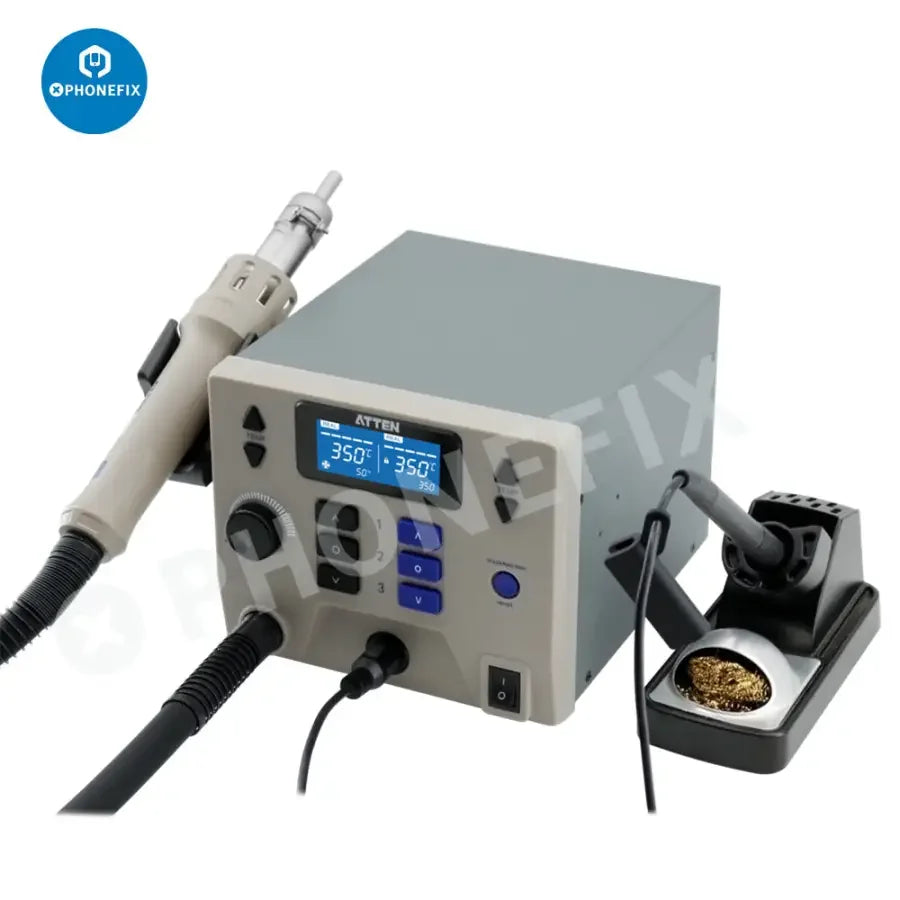 ATTEN ST-8602D 1300W BGA Rework Station by PHONEFIX with hot air desoldering tools, compact and versatile for electronic repairs.