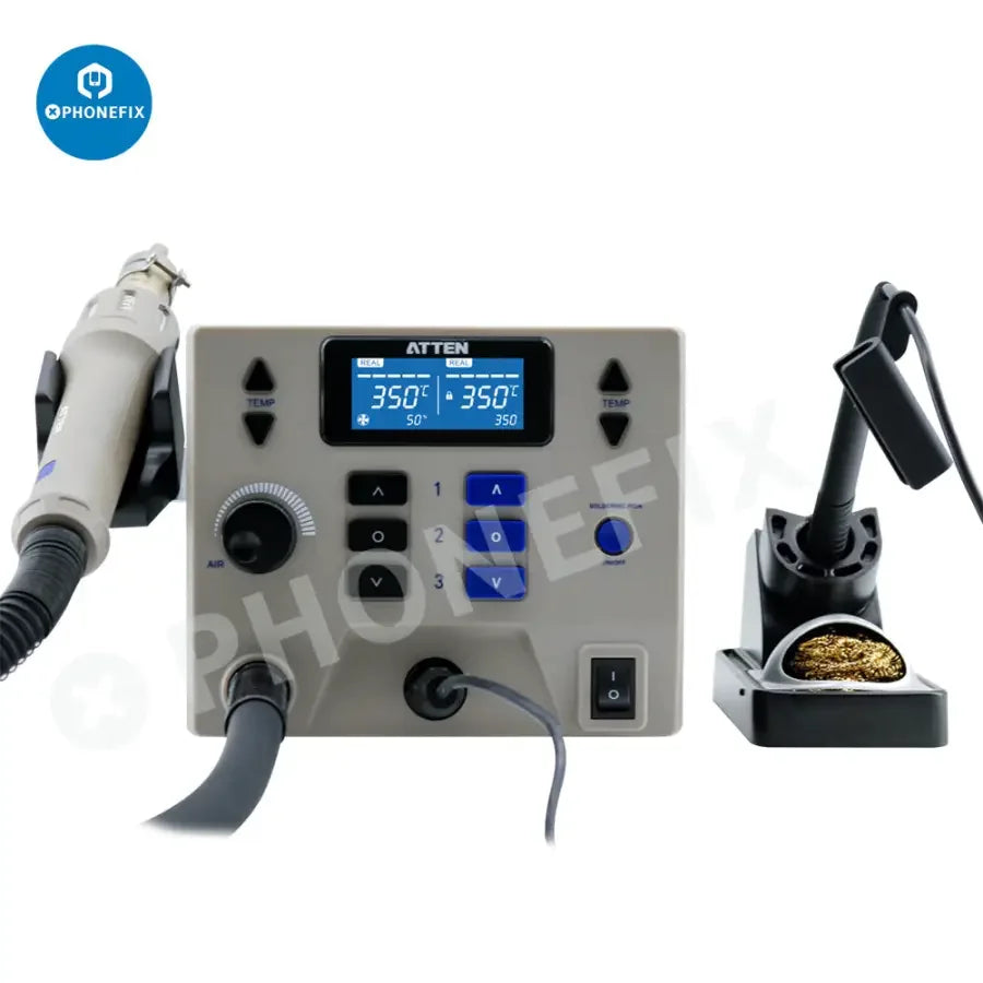 ATTEN ST-8602D 1300W BGA Rework Station with hot air desoldering tool, designed for precise electronic component removal.