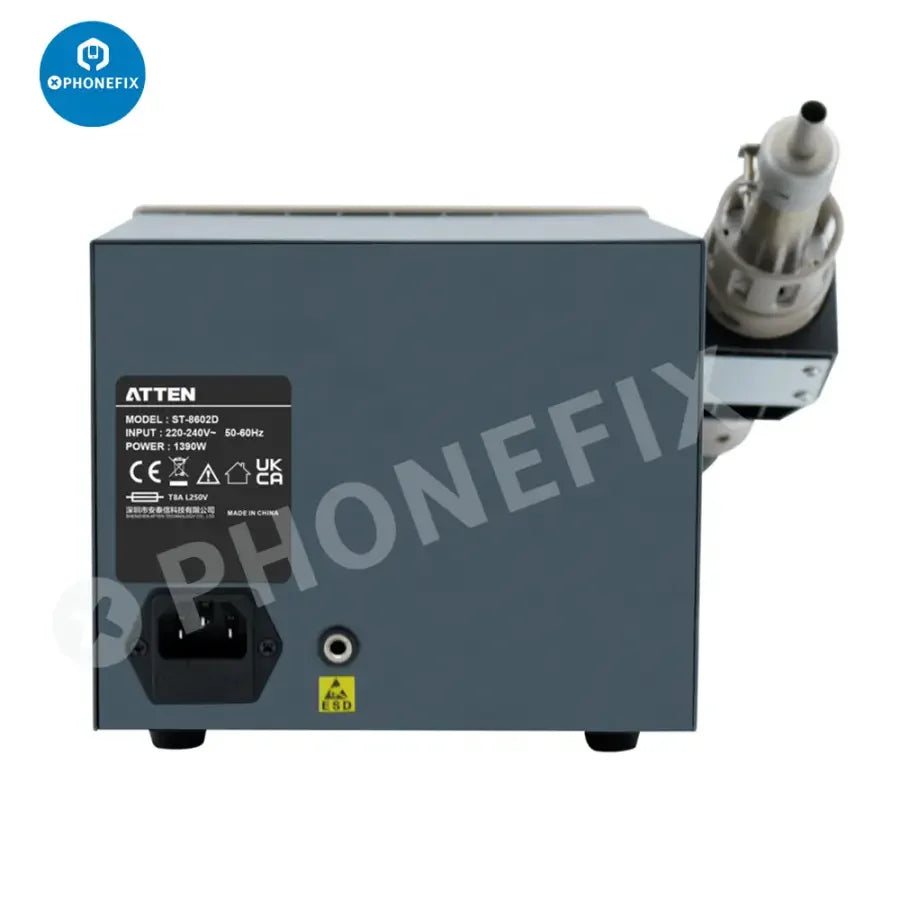 ATTEN ST-8602D 1300W BGA rework station with hot air desoldering tool, 2-in-1 design for electronics repair.
