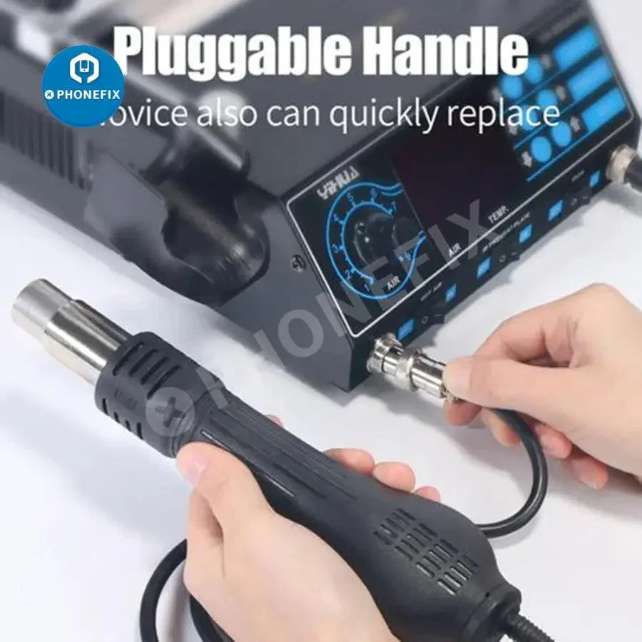 Estación de retrabajo BGA YIHUA 853AAA con pistola de aire caliente y estación de precalentamiento para reparación de componentes electrónicos, marca PHONEFIX.