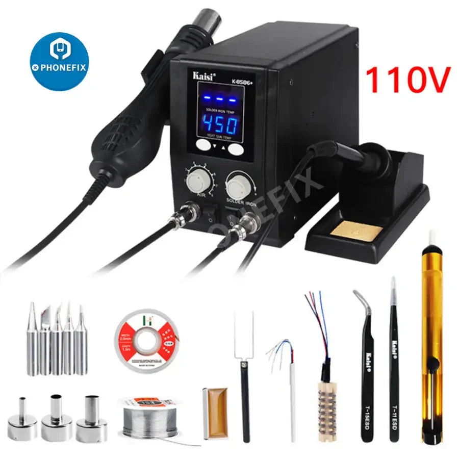 PhoneFix BGA Rework Station 8586 SMD hot air gun for PCB soldering and repair, with control knobs and nozzle for precise BGA rework.