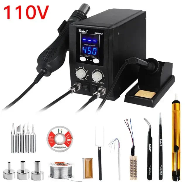 PhoneFix BGA rework station with hot air gun for PCB soldering and repair, featuring adjustable temperature controls.