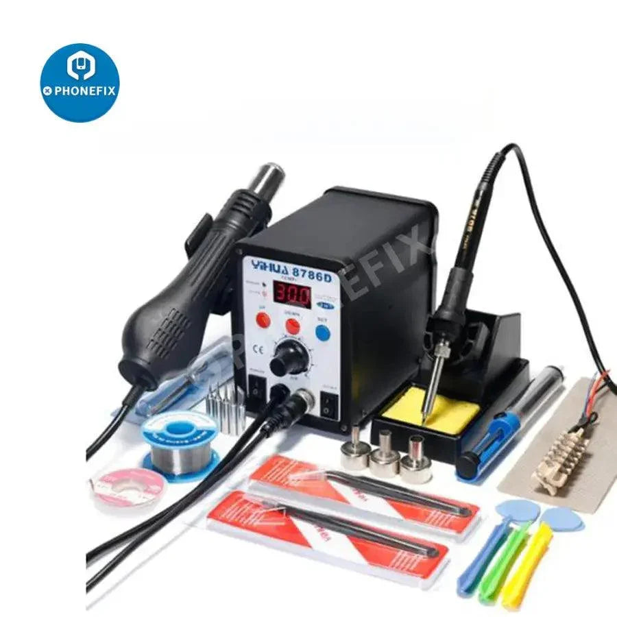 YIHUA 8786D BGA rework station with hot air soldering tool and digital controls for SMD welding and BGA repair.