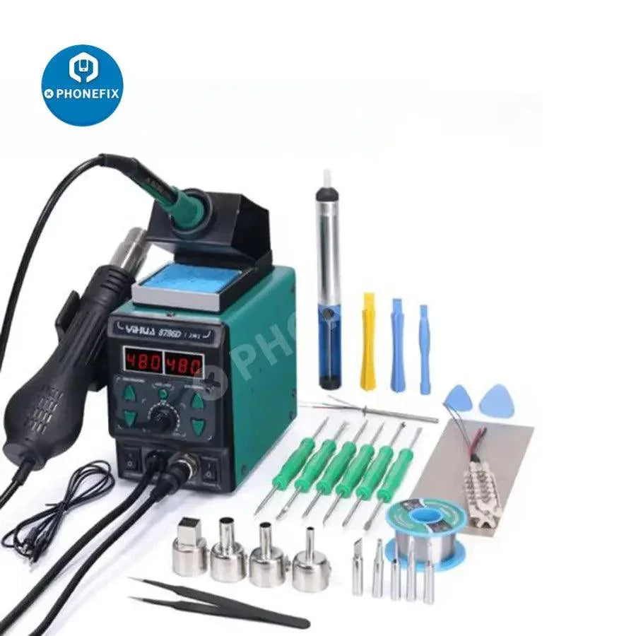 YIHUA 8786D BGA rework station with hot air soldering station and control panel, designed for SMD welding and BGA repair.