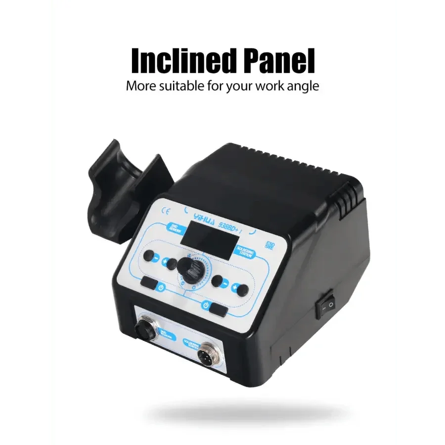 YIHUA 8786D BGA rework station with hot air soldering tool, soldering iron, and digital controls for BGA and SMD welding tasks.