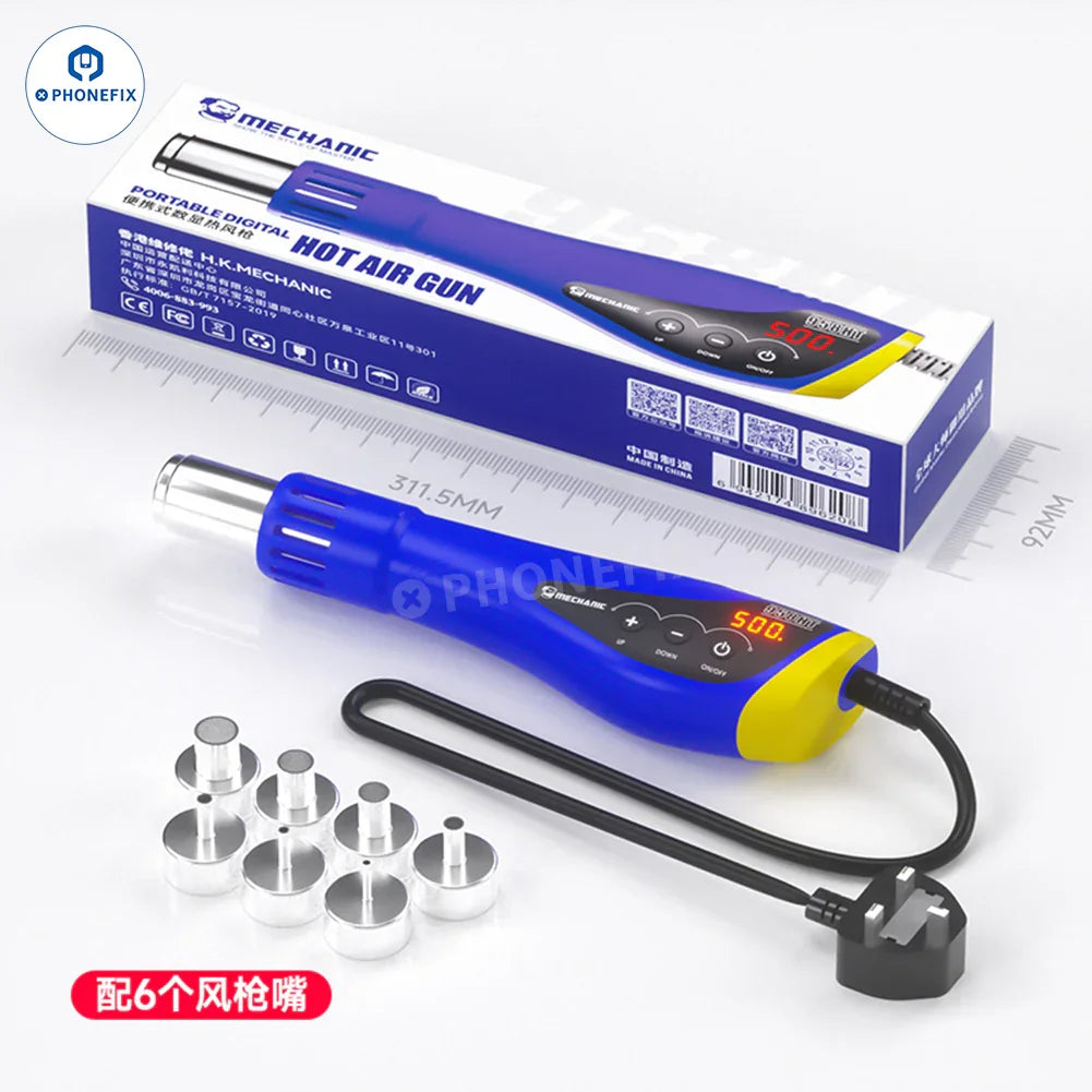 PhoneFix MECHANIC 958HT portable digital hot air gun for mobile phone repair, featuring BGA rework station functionality.