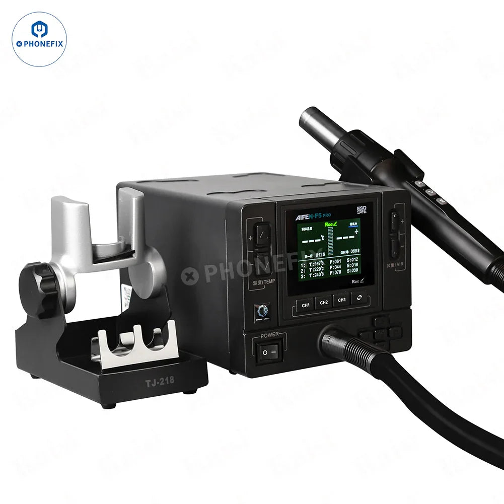 AIFEN F5 Pro BGA rework station with 1000W hot air gun, phone repair tool for electronics rework and soldering tasks.