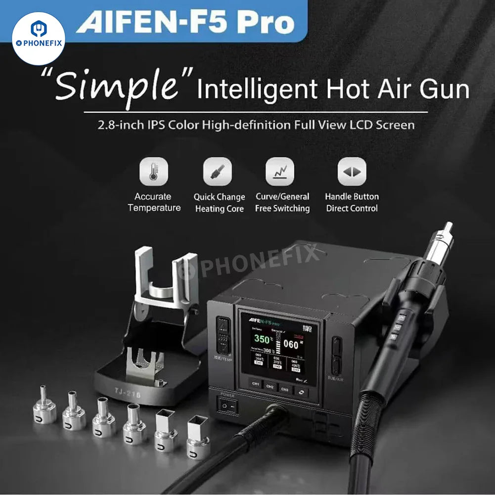 AIFEN F5 Pro BGA rework station with 1000W hot air gun and digital controls for electronic repair work.