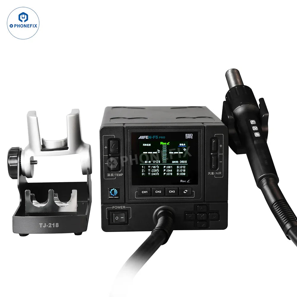 AIFEN F5 Pro BGA rework station with 1000W hot air gun, featuring digital controls and ergonomic design for electronic repairs.