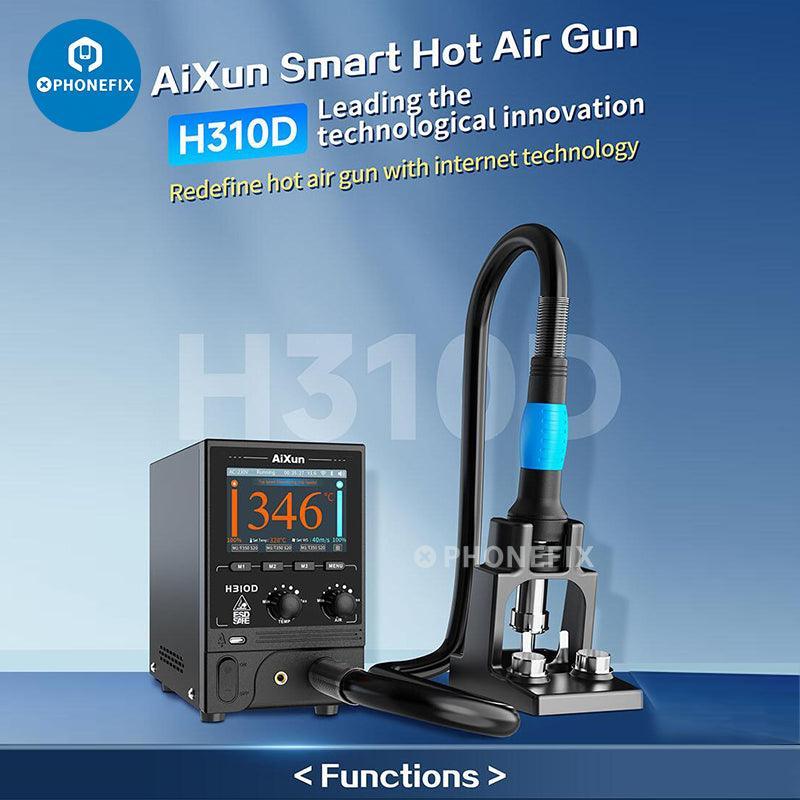 AiXun H310D BGA rework station with smart hot air gun for precise BGA chip removal and reflow, used for electronics repair.