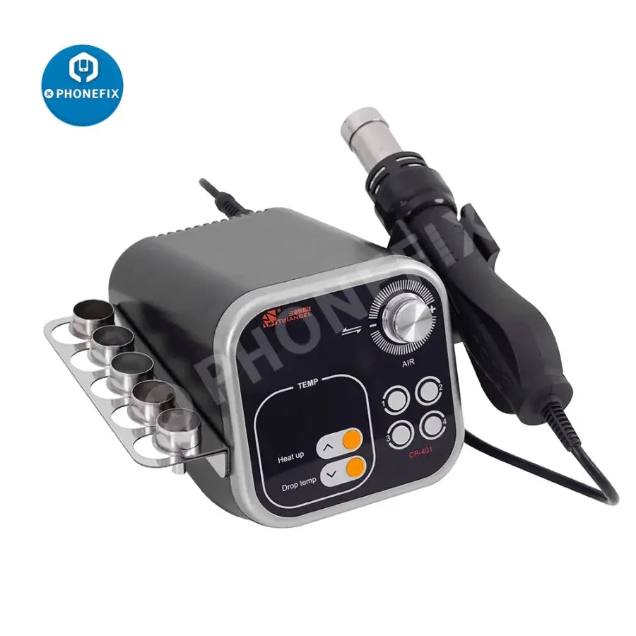 PhoneFix CP-401/CP-601 2-in-1 heat gun and soldering station for BGA rework, with adjustable temperature and ergonomic design.