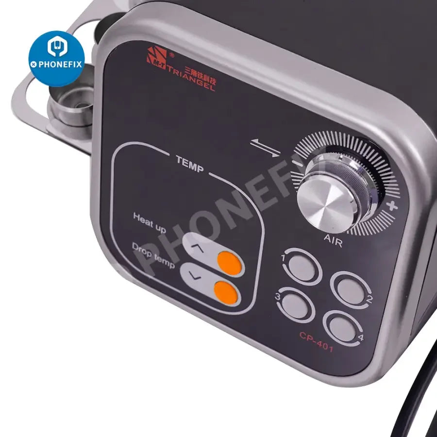 PhoneFix CP-401 heat gun and CP-601 2-in-1 heat air gun soldering station for BGA rework, with digital controls and ergonomic design.