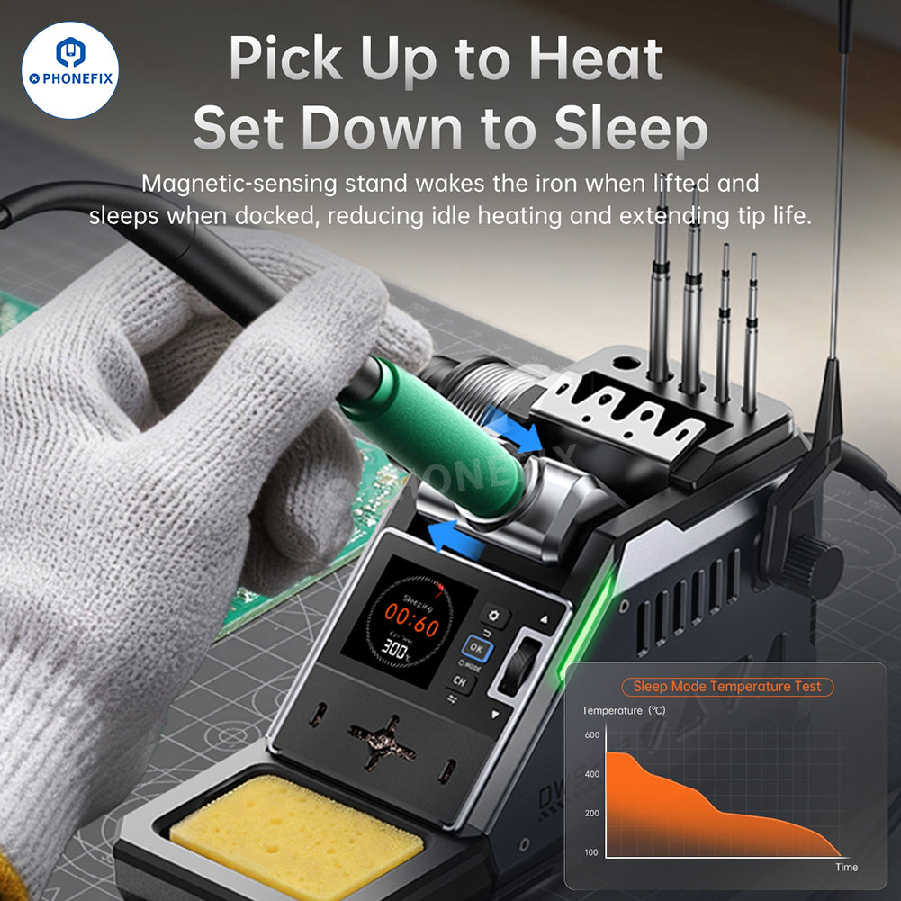 FNIRSI DWS-F245/F210 BGA rework station DIY kit for phone repair, featuring temperature control and soldering tools.
