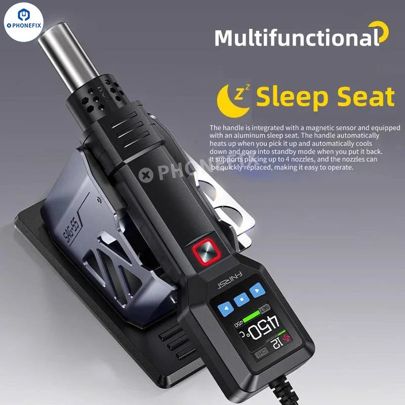 FNIRSI SAG-55 handheld portable hot air gun, 550W high-power BGA rework station with ergonomic design by PHONEFIX