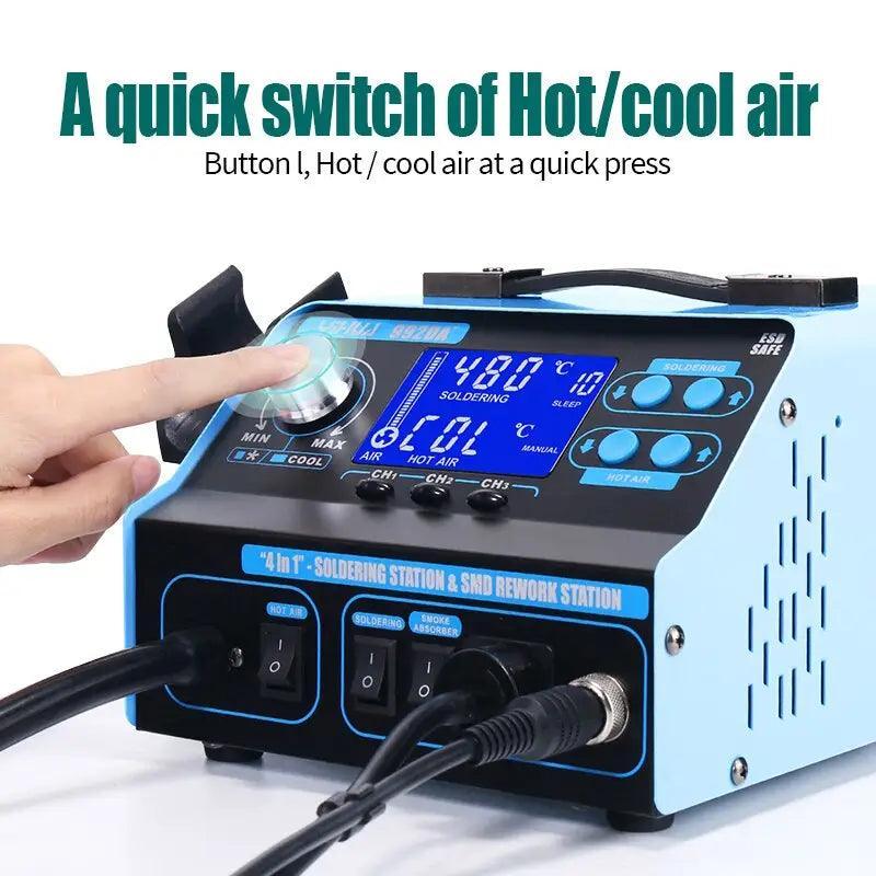 PHONEFIX 992DA+ BGA rework station with hot air welding and solder vacuum pen, used for BGA chip rework and repair.