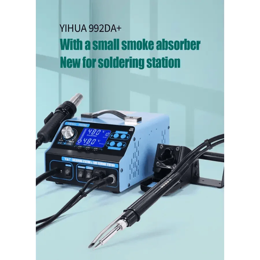 PhoneFix 992DA+ BGA rework station with hot air welding and solder vacuum pen for precise BGA chip removal and reflow.