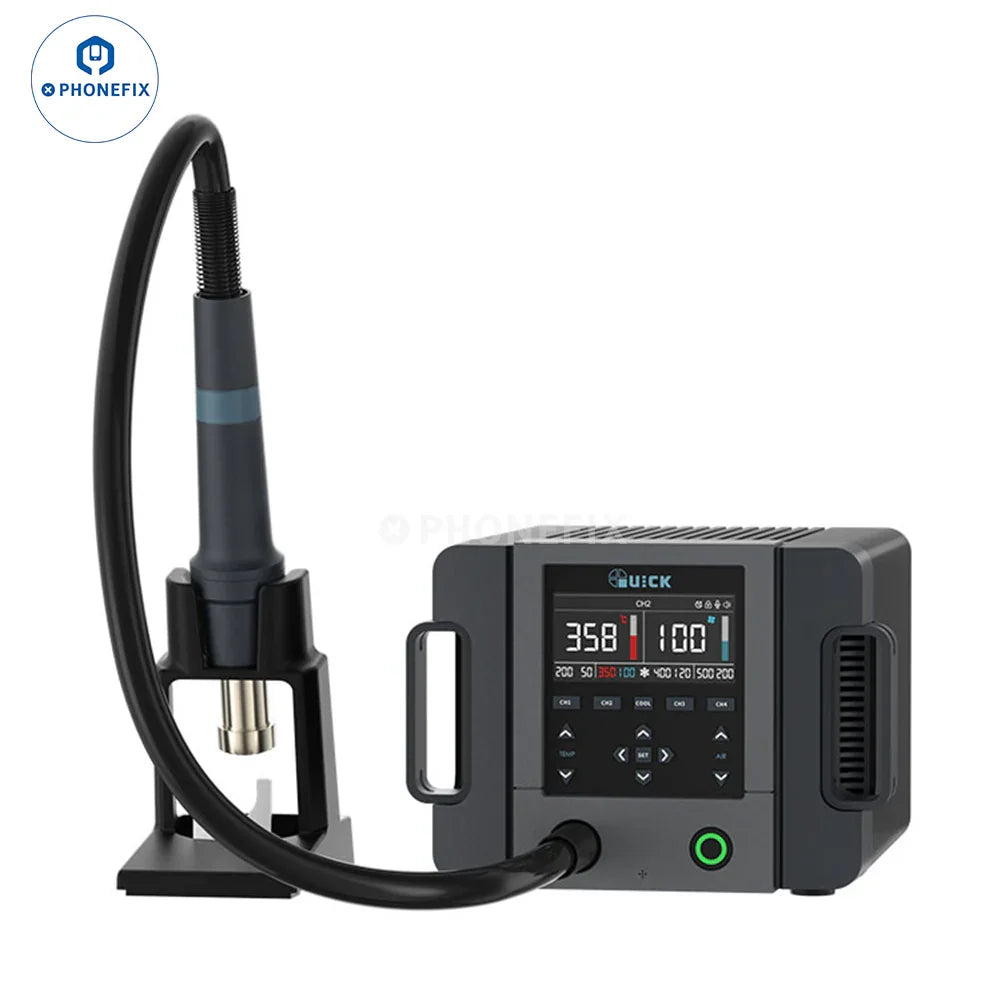 PHONEFIX QUICK 861 Pro BGA Rework Station with smart voice control heat gun for electronics repair and reballing.