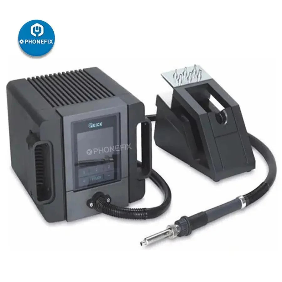 PhoneFix QUICK TR1100 180W ESD BGA Rework Station with hot air soldering, featuring digital controls and compact design.