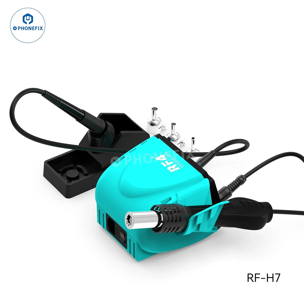 PHONEFIX RF-H6 RF-H7 BGA Rework Station with hot air soldering iron, 2-in-1 design, digital touch display, 110V.