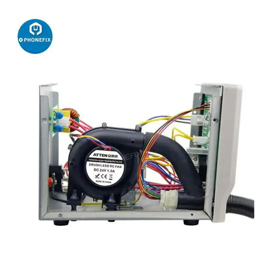 PhoneFix ATTEN ST-862D Lead-Free Hot Air Gun BGA Rework Station for PCB repair, with adjustable airflow and temperature controls.