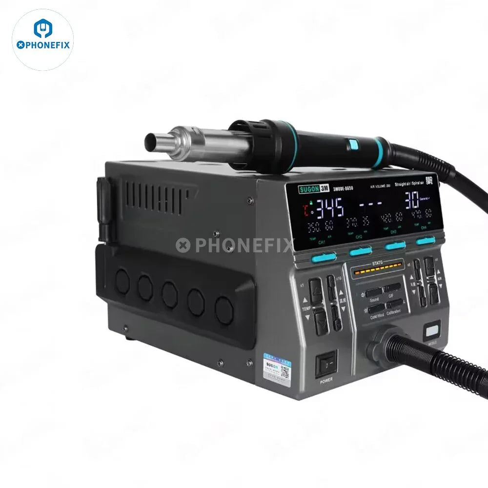 PHONEFIX SUGON 8650 1300W Hot Air Gun BGA Desoldering Rework Station with digital controls and ergonomic handle.