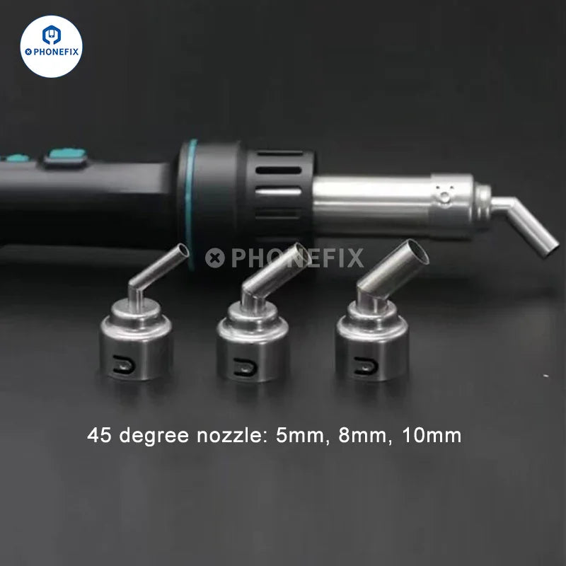 Nozzles for PHONEFIX SUGON 8650 1300W BGA rework station, hot air gun with various attachment tips for desoldering and rework.