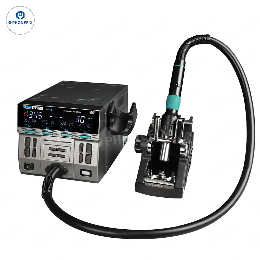 SUGON 8650Pro Curve Hot Air Gun BGA Rework Station with 1300W power, designed for precise electronic component rework.
