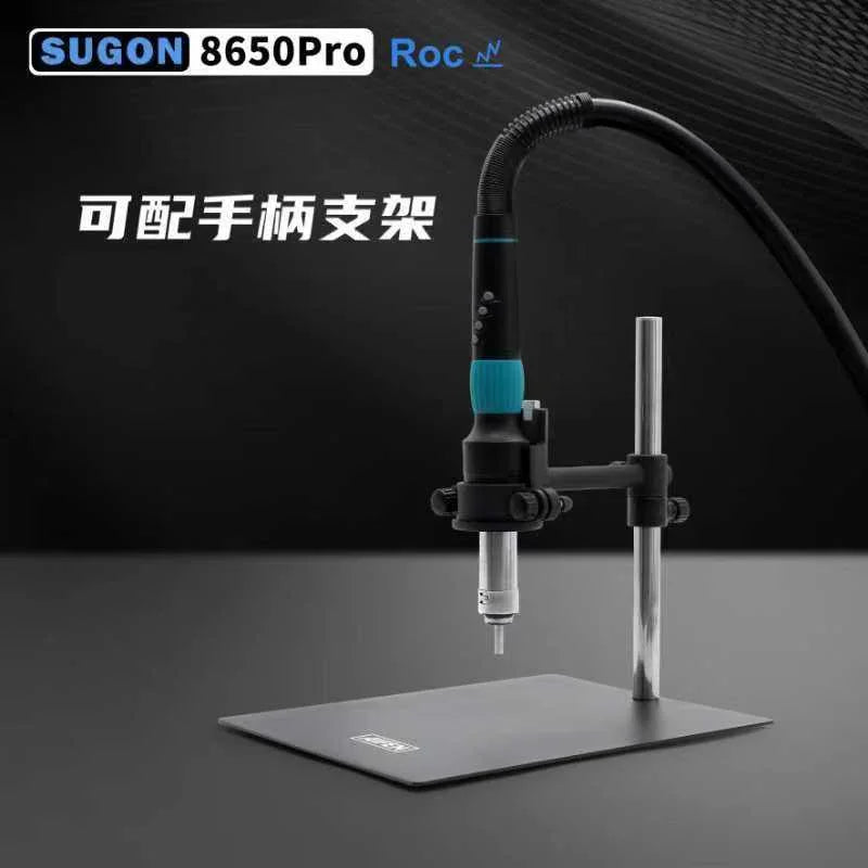Close-up of the PHONEFIX SUGON 8650Pro Curve Hot Air Gun BGA Rework Station bracket for stability and secure positioning.