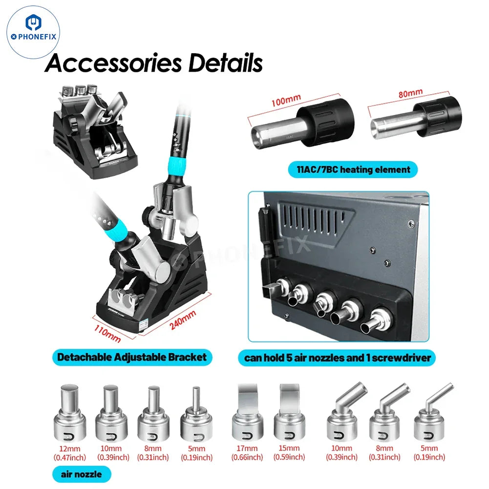 SUGON 8650Pro Curve Hot Air Gun BGA Rework Station with 1300W power, featuring digital controls and ergonomic design.