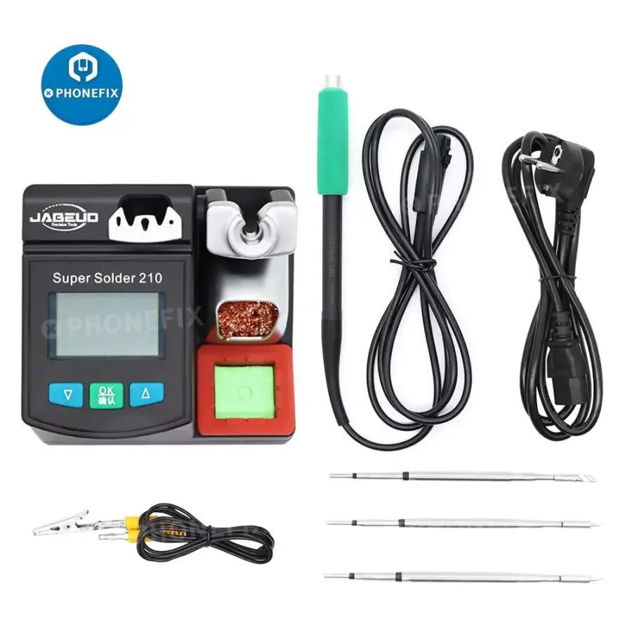 Jabe UD-210 BGA soldering station with OEM JBC T210 handle, used for phone PCB repair and welding, by PHONEFIX.