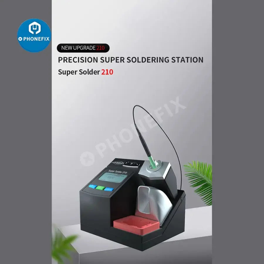 Jabe UD-210 BGA soldering station with OEM JBC T210 handle for phone PCB welding, featuring digital controls and ergonomic design.