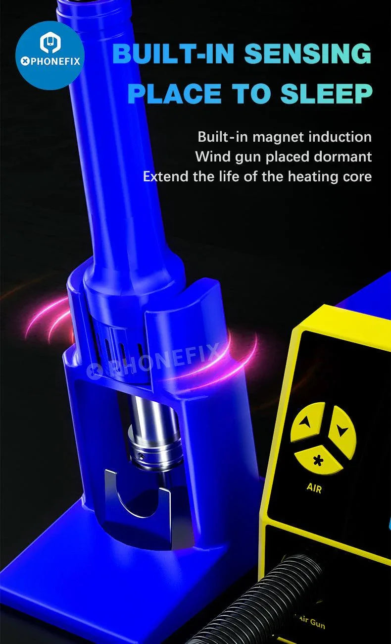 PhoneFix MECHANIC 861DS 2-in-1 BGA hot air rework station for PCB soldering and repair, with adjustable temperature controls.